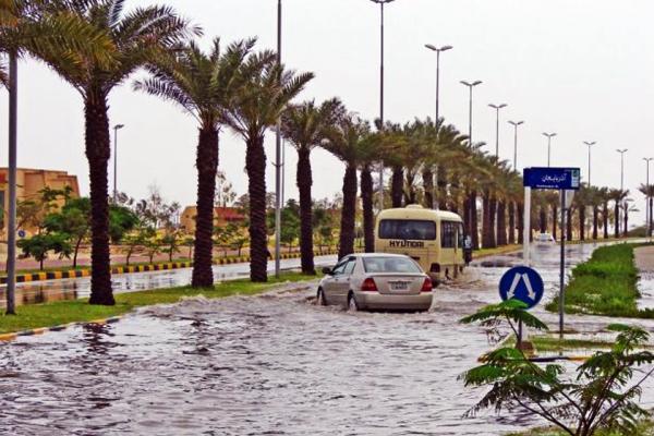 جاری شدن سیل در جزیره کیش ، وقوع سیل در شهرهای جنوبی کشور